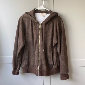 Michael Kors Logo Brown Zip Up Hoodie